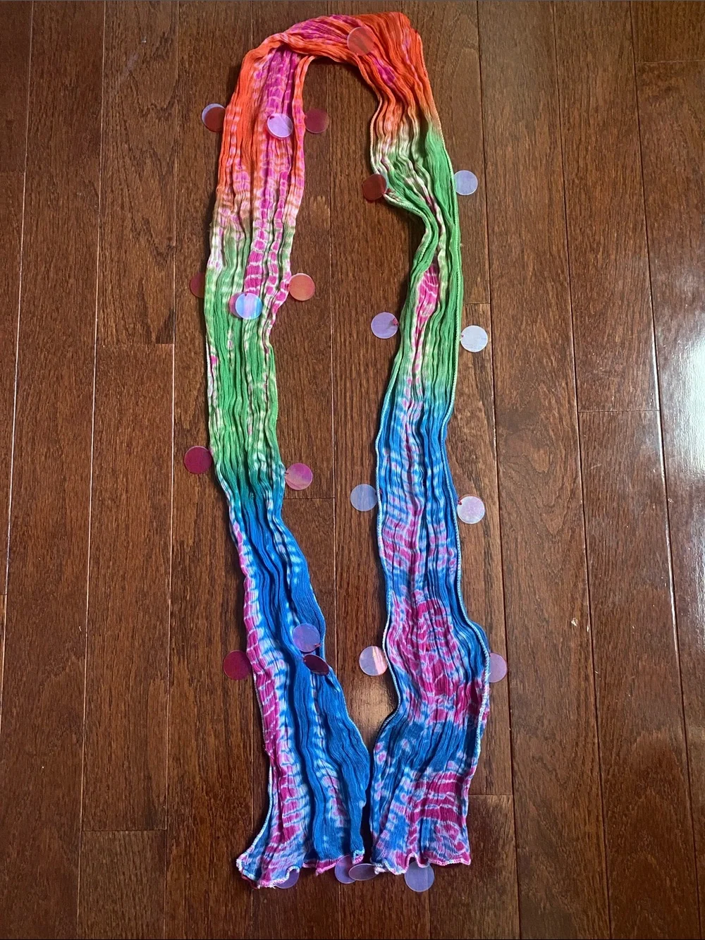 Mimi & Maggie Vibrant Rainbow Tie-Dye Pattern Viscose Scarf Belt